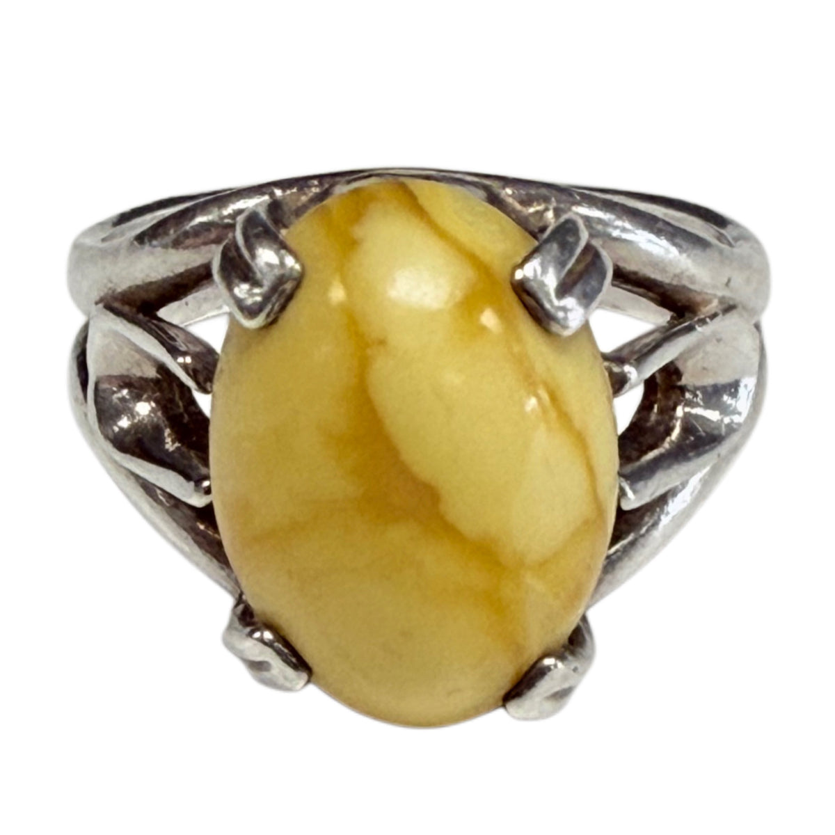 Silver & Amber Ring