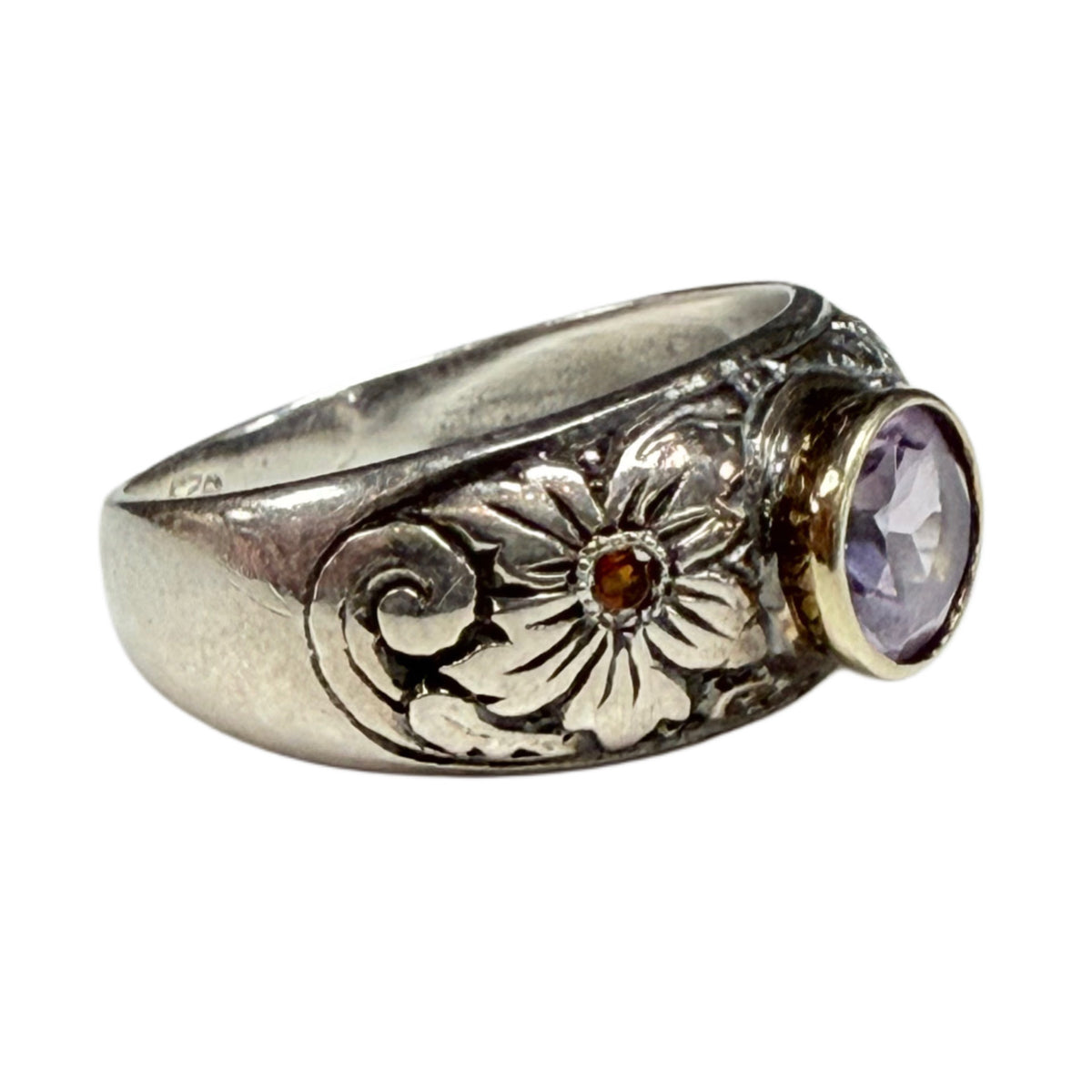 Amethyst & Garnet Silver Ring