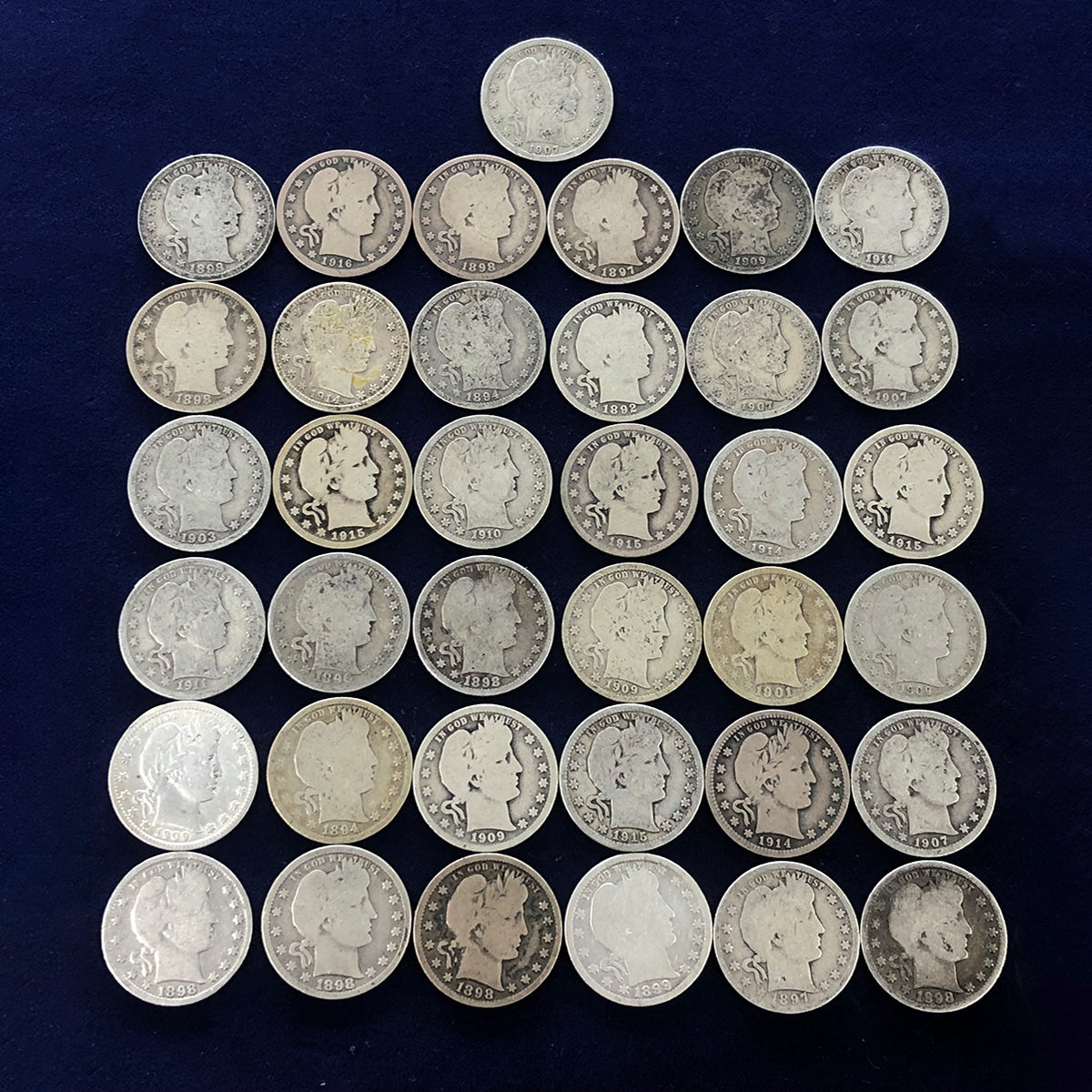 Lot of 37 Good / Better Barber Quarters