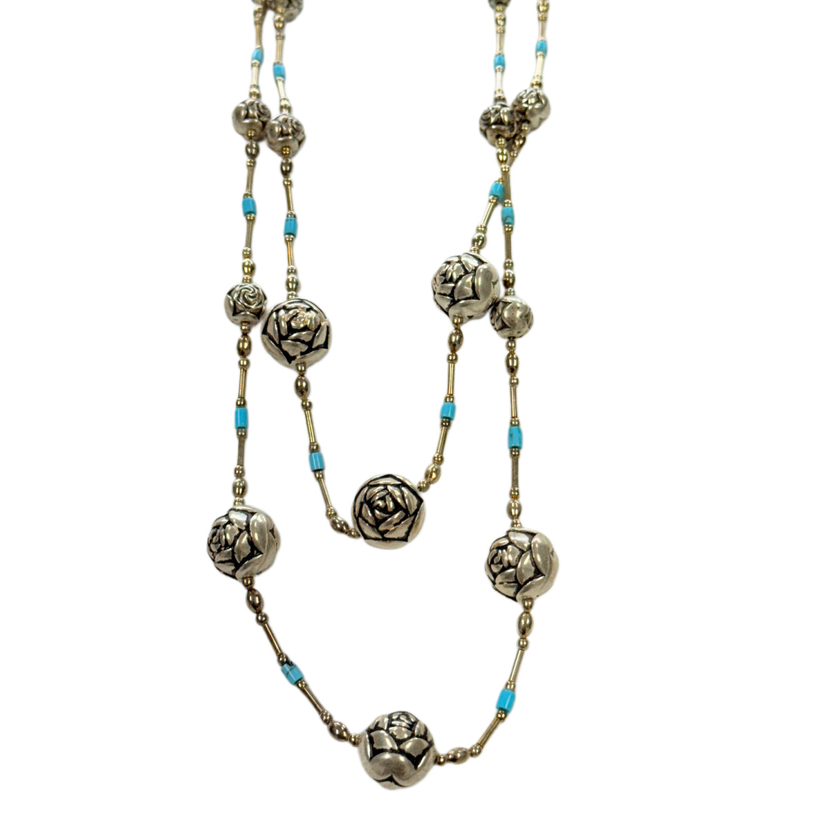 Silver & Turquoise Lotus Necklace