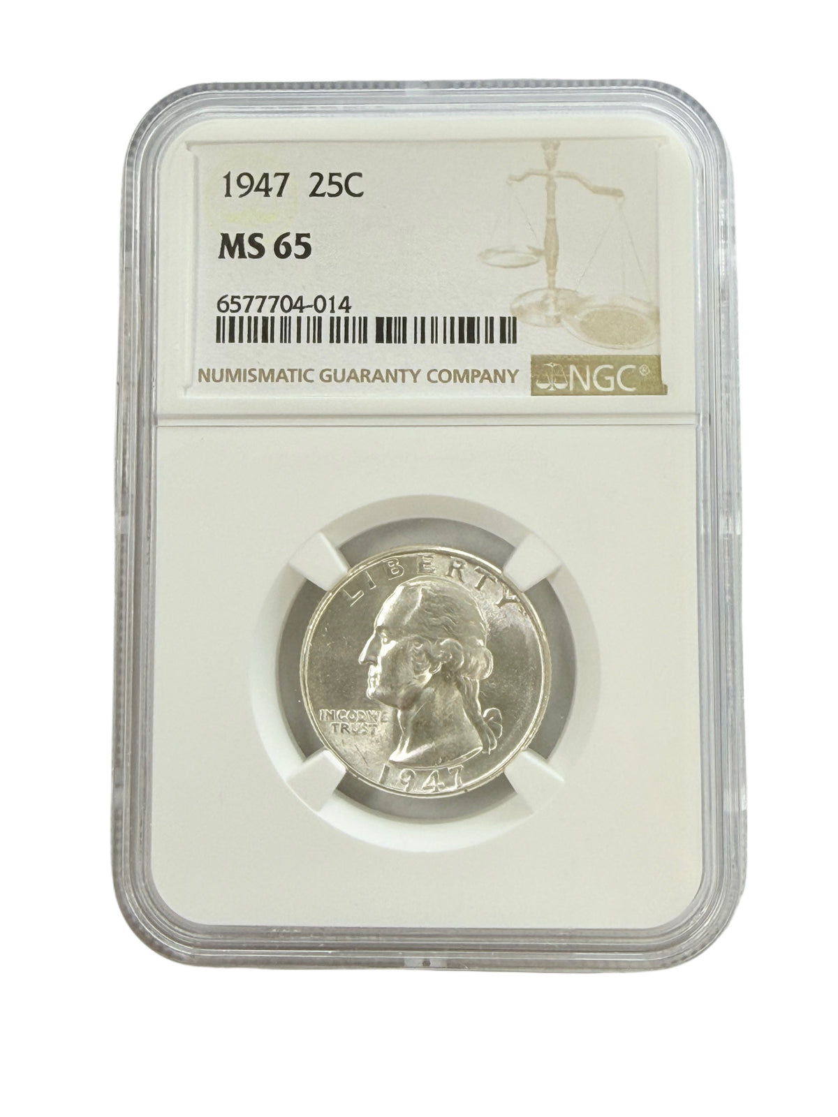 1947 Washington Quarter NGC MS65