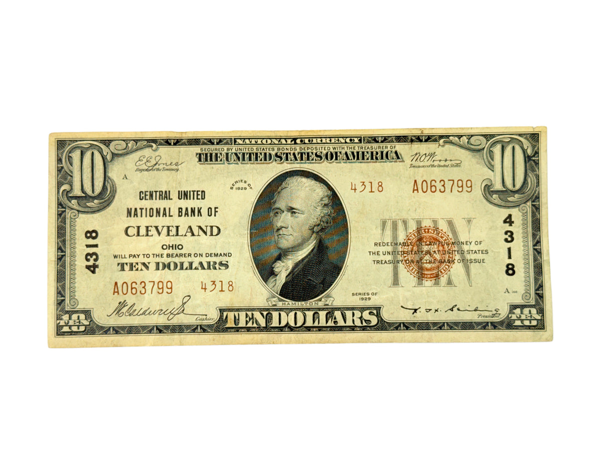 FR. 1801-1 1929 $10 Central United National Bank of Cleveland Charter #4318 (VF)