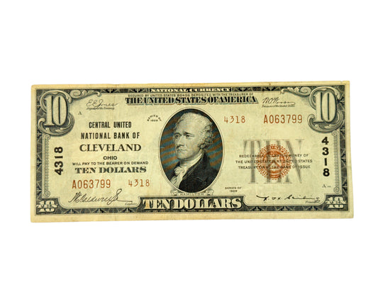 FR. 1801-1 1929 $10 Central United National Bank of Cleveland Charter #4318 (VF)
