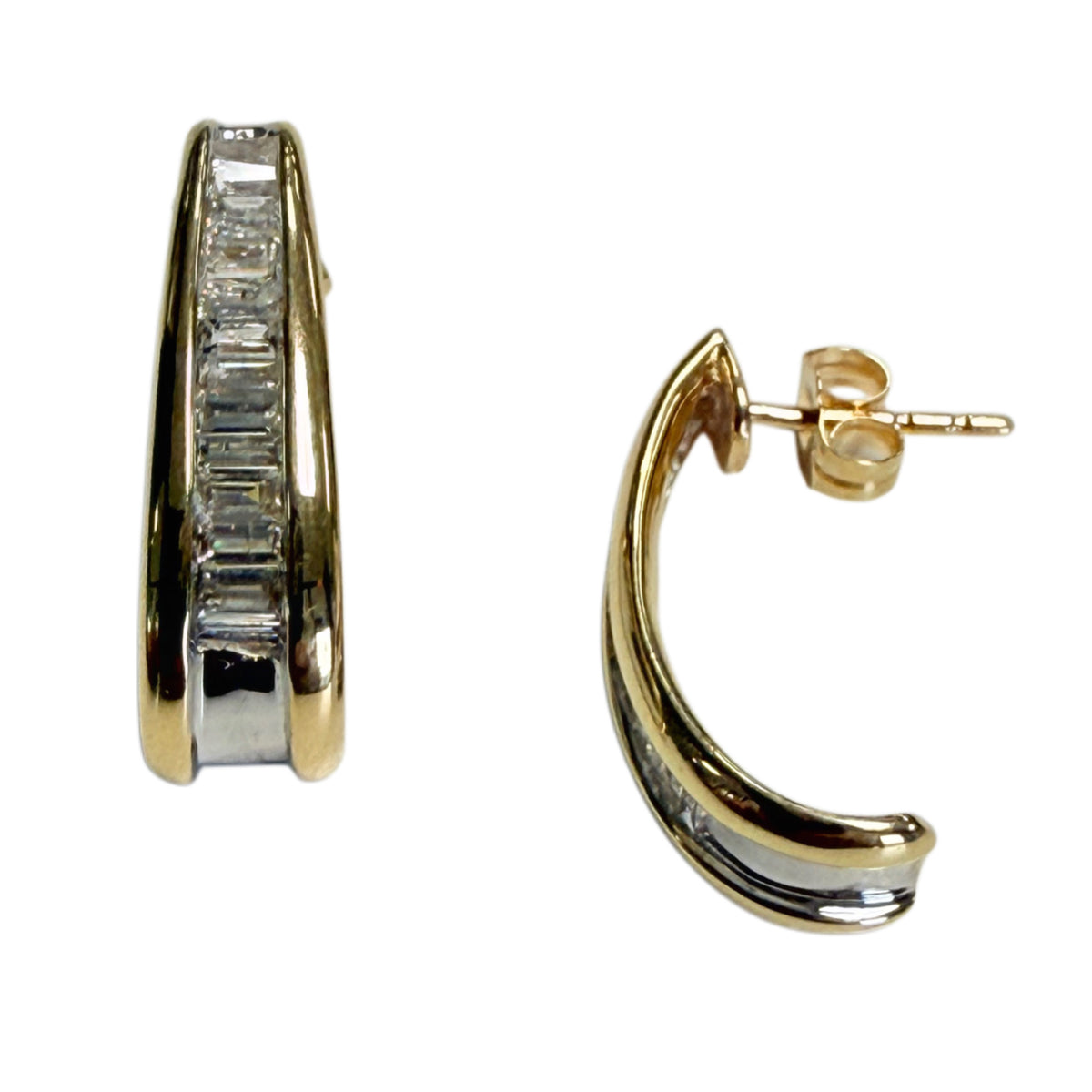 14k Two Tone Diamond Earrings