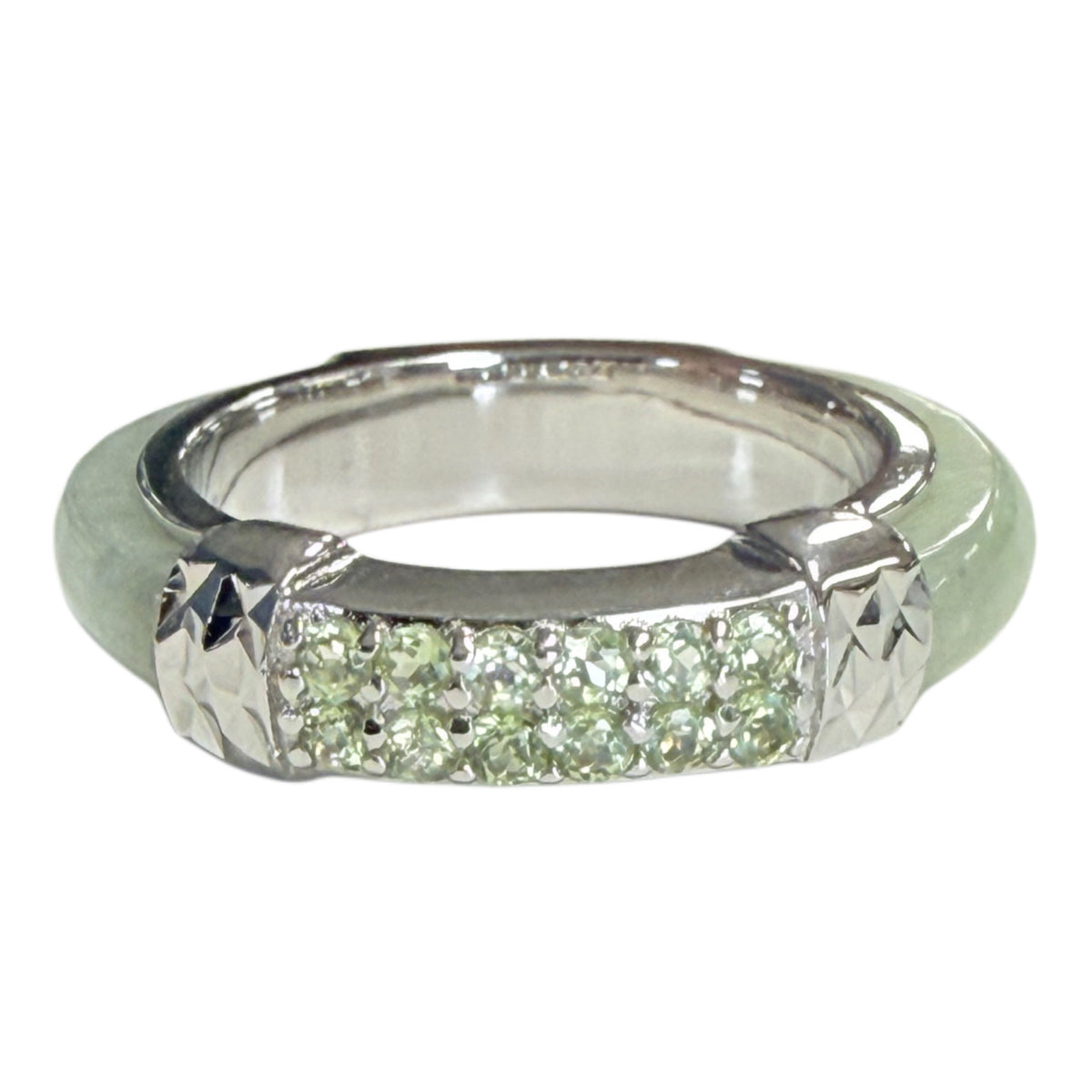 Silver Jade & Peridot Ring