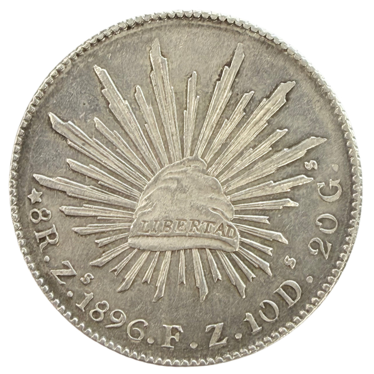 1896 Zs FZ Zacatecas Mexico Silver 8 Reales (AU Details)