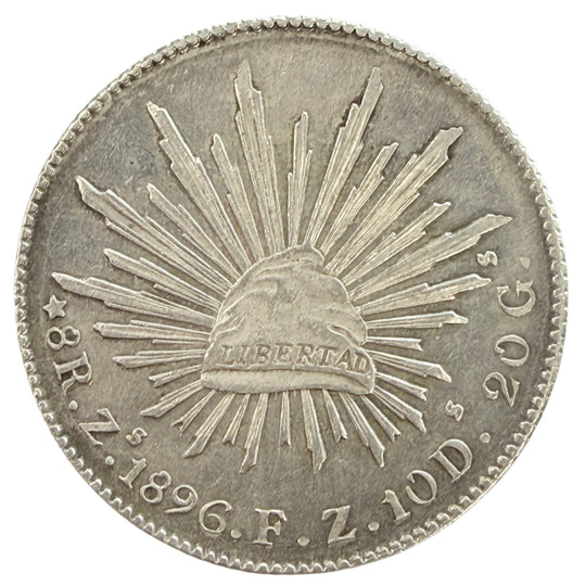 1896 Zs FZ Zacatecas Mexico Silver 8 Reales (AU Details)