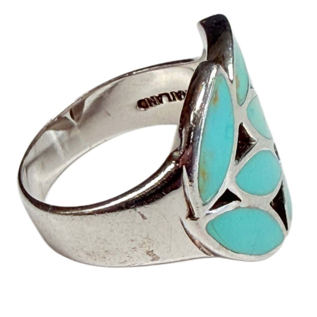 Silver & Turquoise Leaf Ring