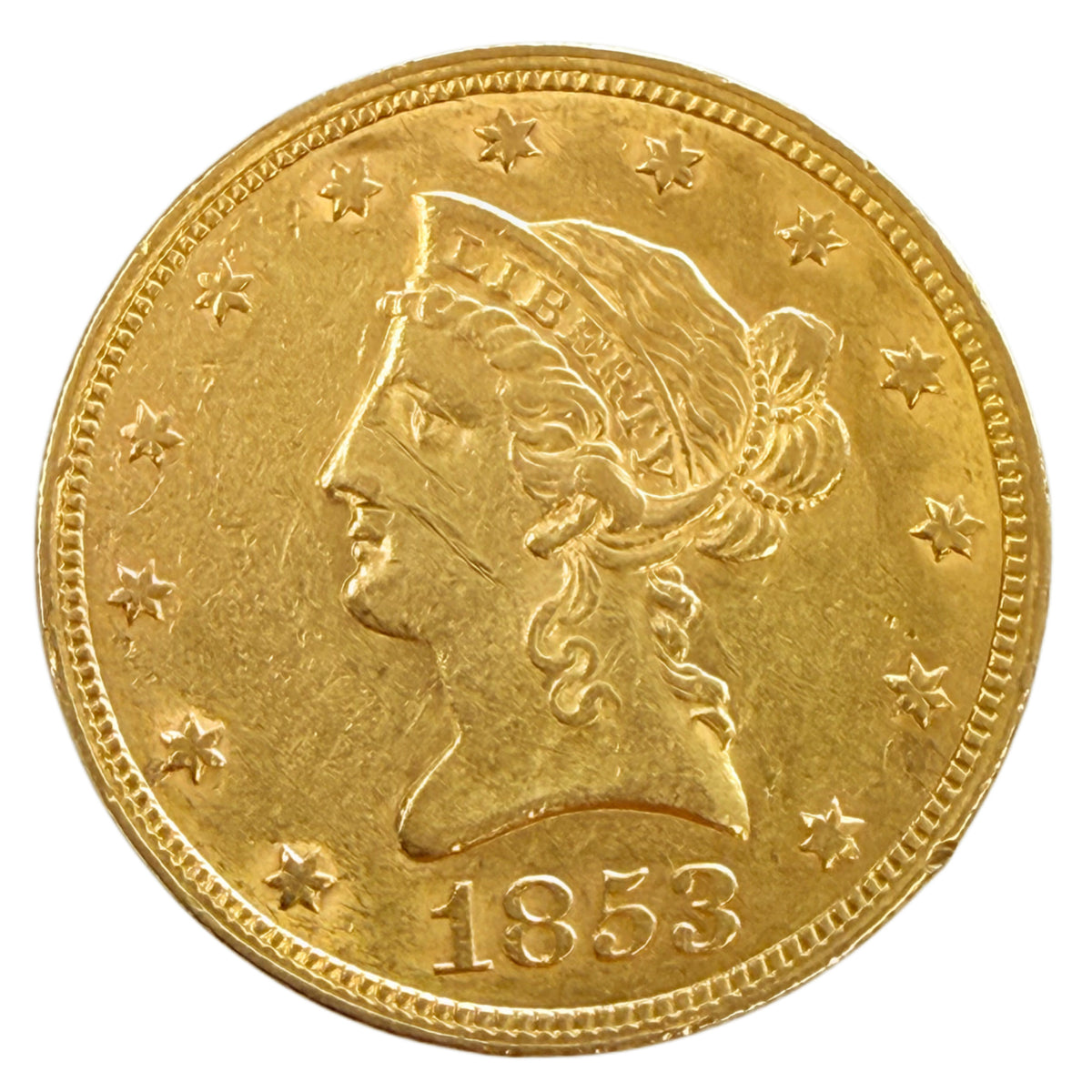 1853 $10 Liberty Gold Eagle (AU Details)
