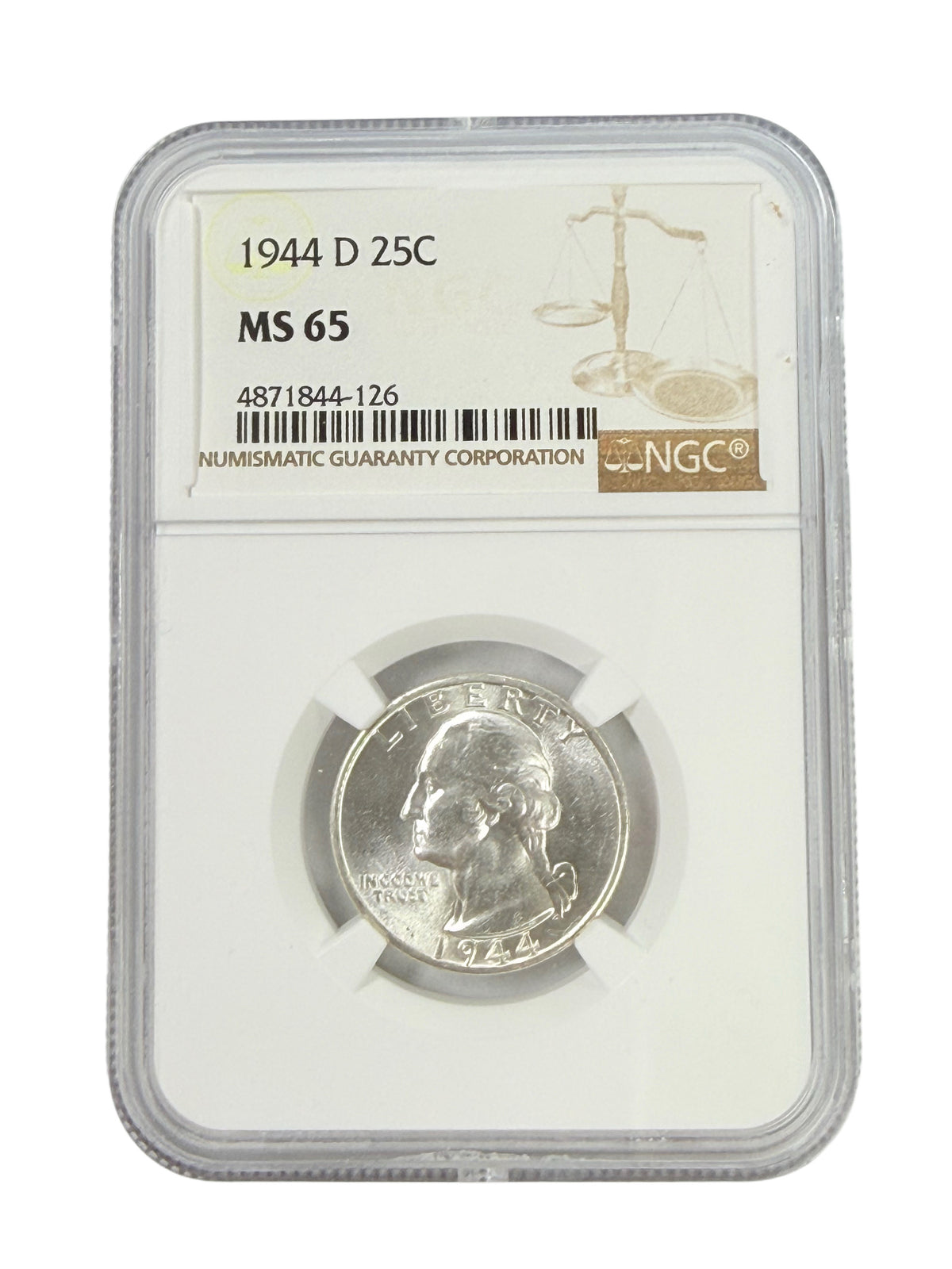 1944-D Washington Quarter NGC MS65