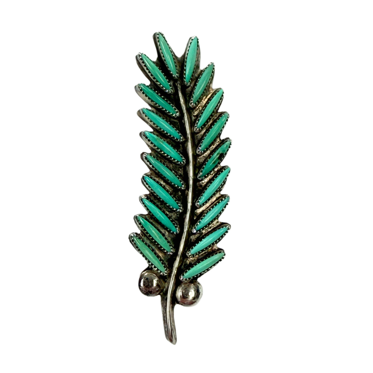 Silver & Turquoise Feather Pin