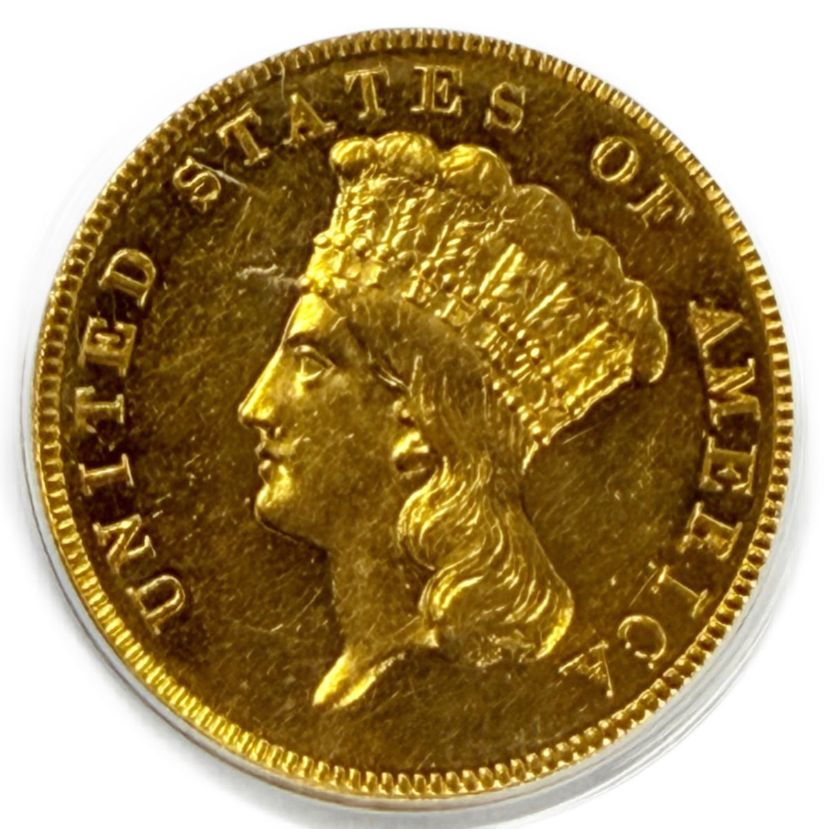 1888 $3 Indian Princess Head Gold Piece PCGS PR58