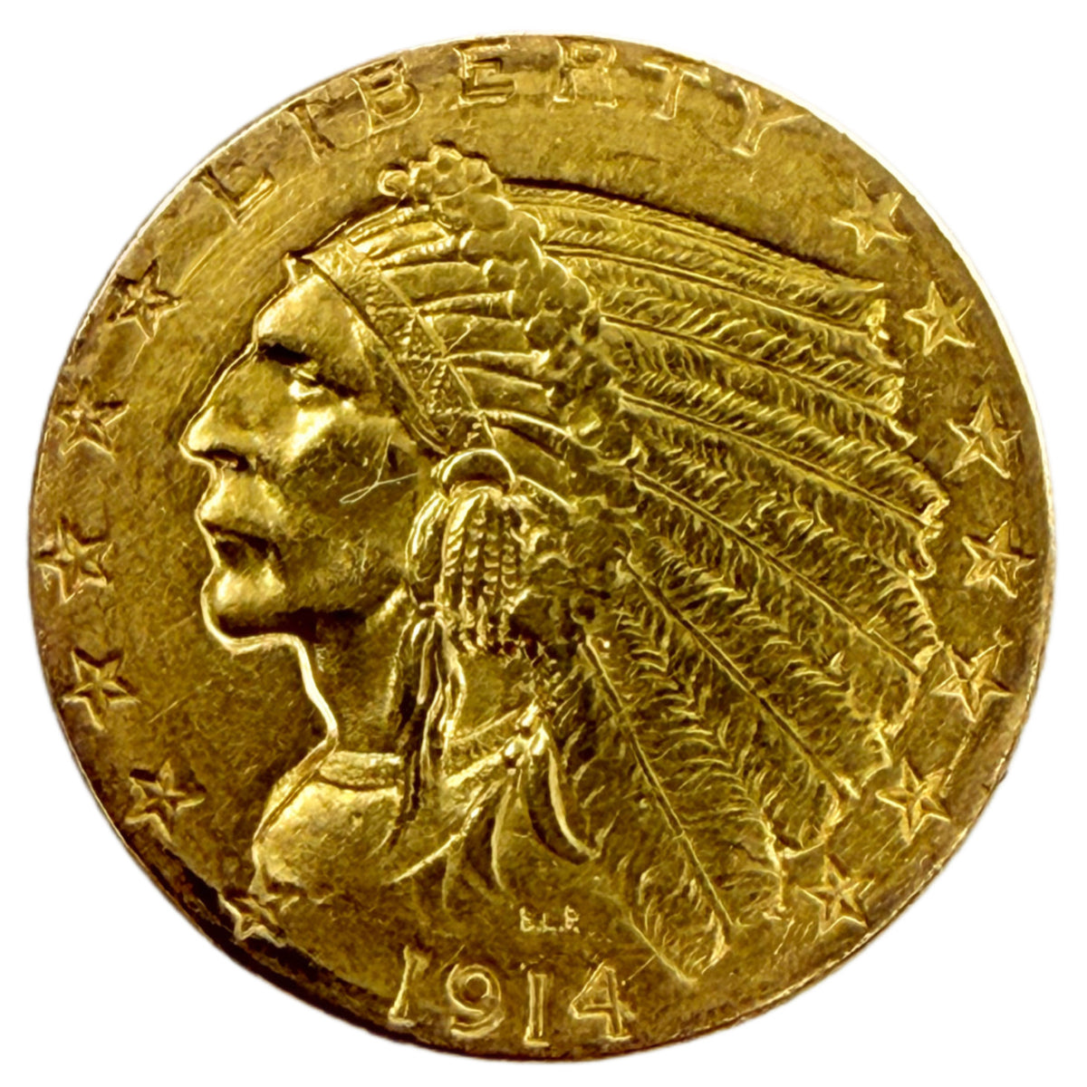1914-D $2.50 Indian Gold Quarter Eagle (XF / AU Details)