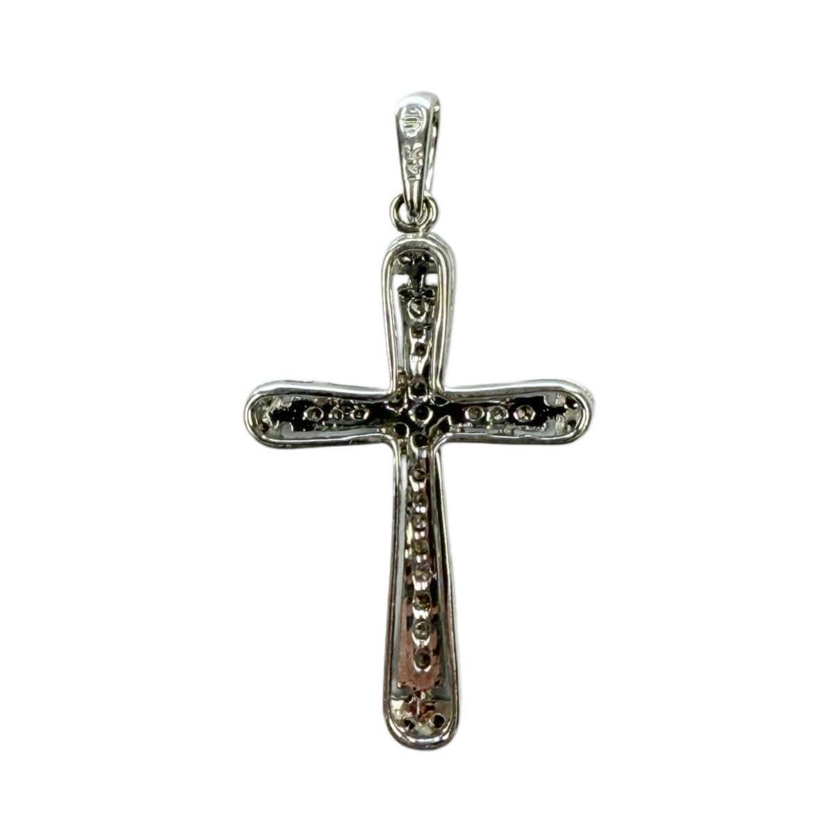 14k White Gold & Diamond Cross Pendant