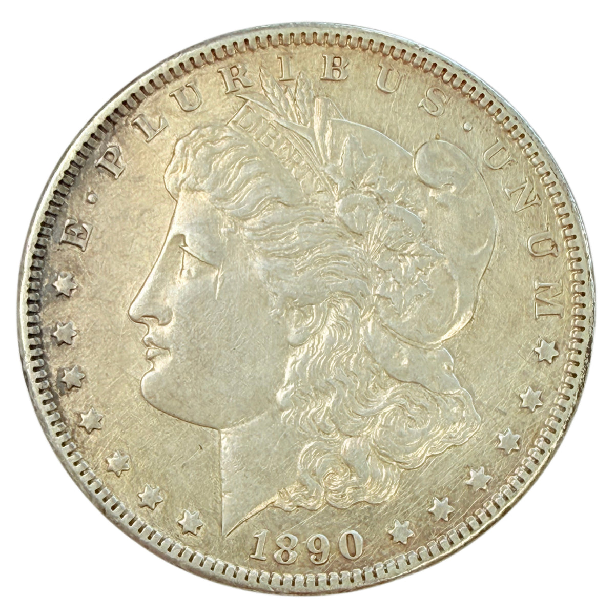 1890-CC Morgan Silver Dollar Tailbar (XF Details)