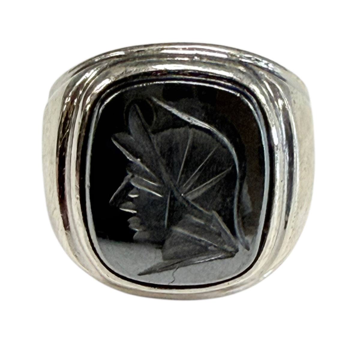 Silver & Hematite Intaglio Roman Centurion Ring