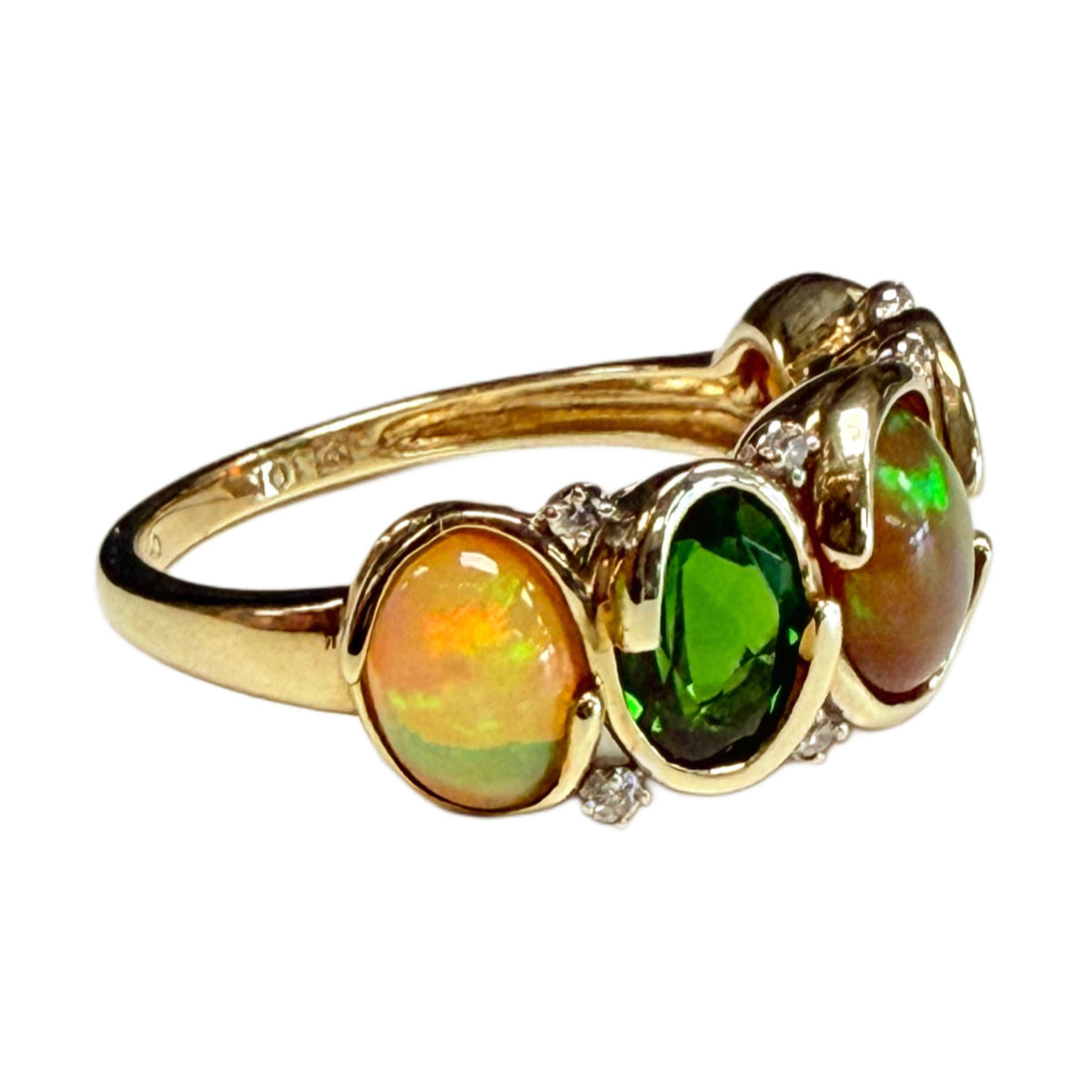 10k Opal Tourmaline & Diamond Ring