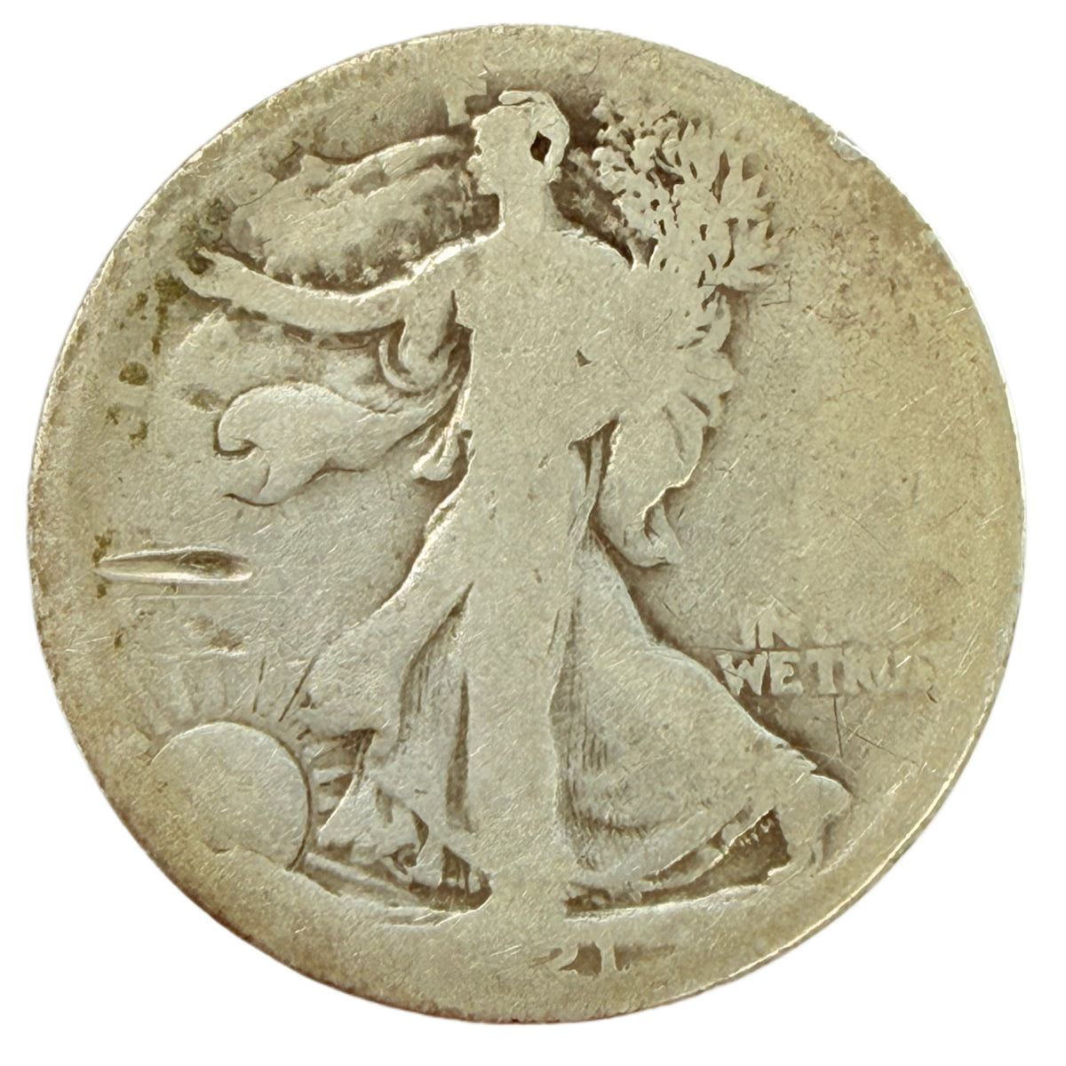 1921 Walking Liberty Half Dollar (Poor / Damaged)