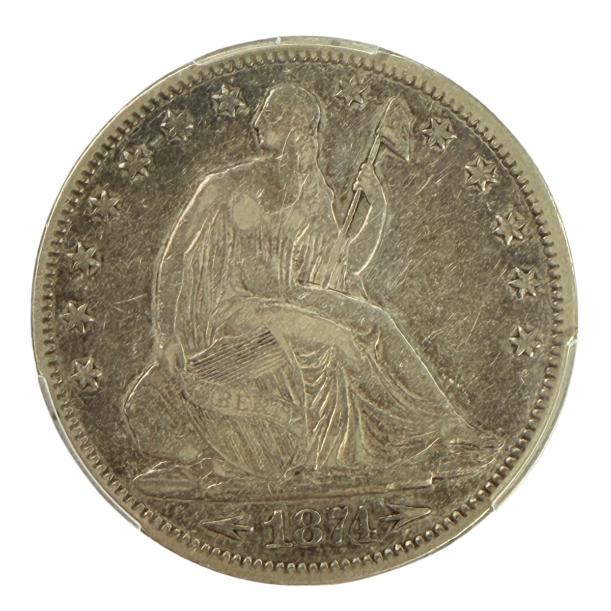 1874 Arrows Seated Liberty Half Dollar PCGS VF25