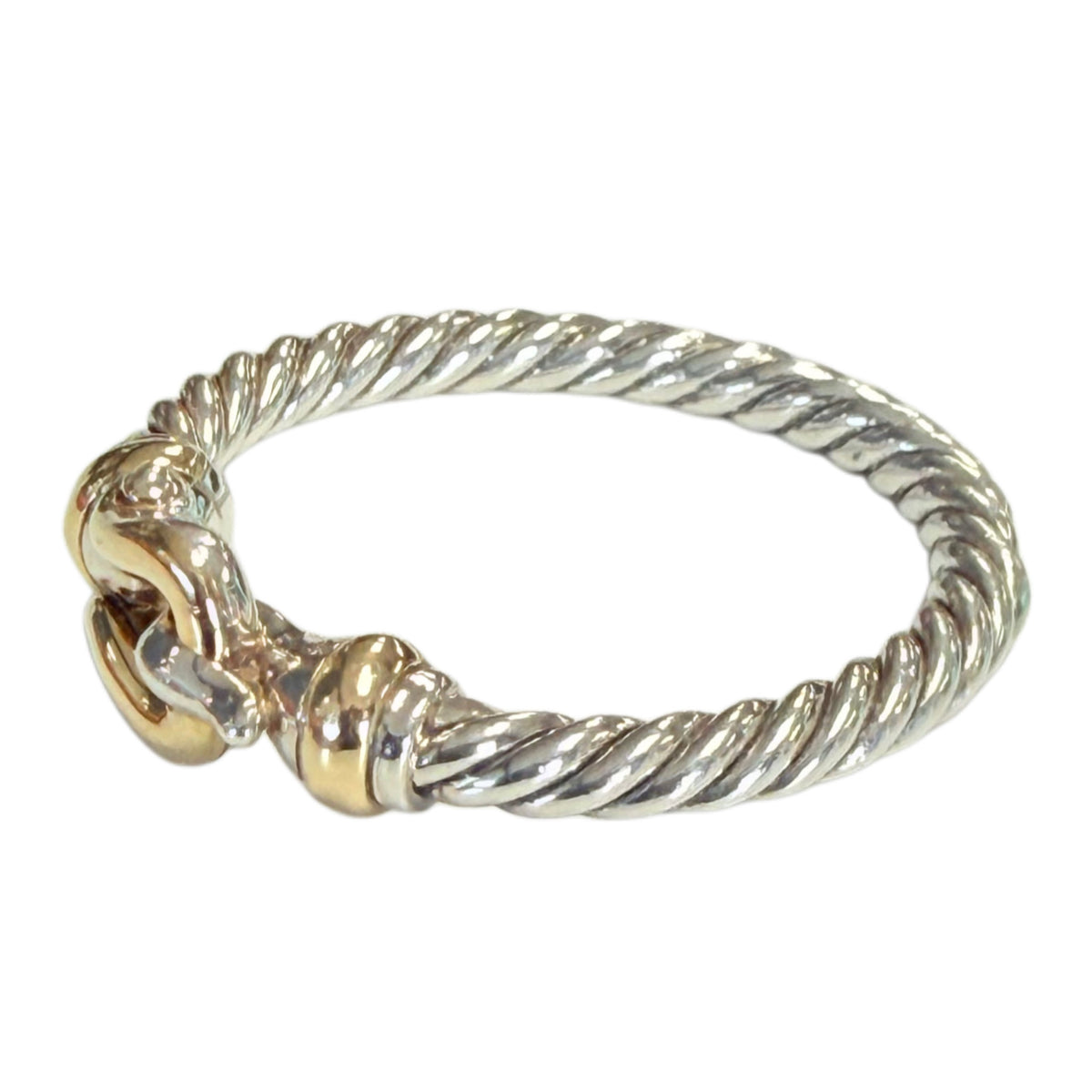 David Yurman Silver & 18k Yellow Gold Cable Buckle Ring