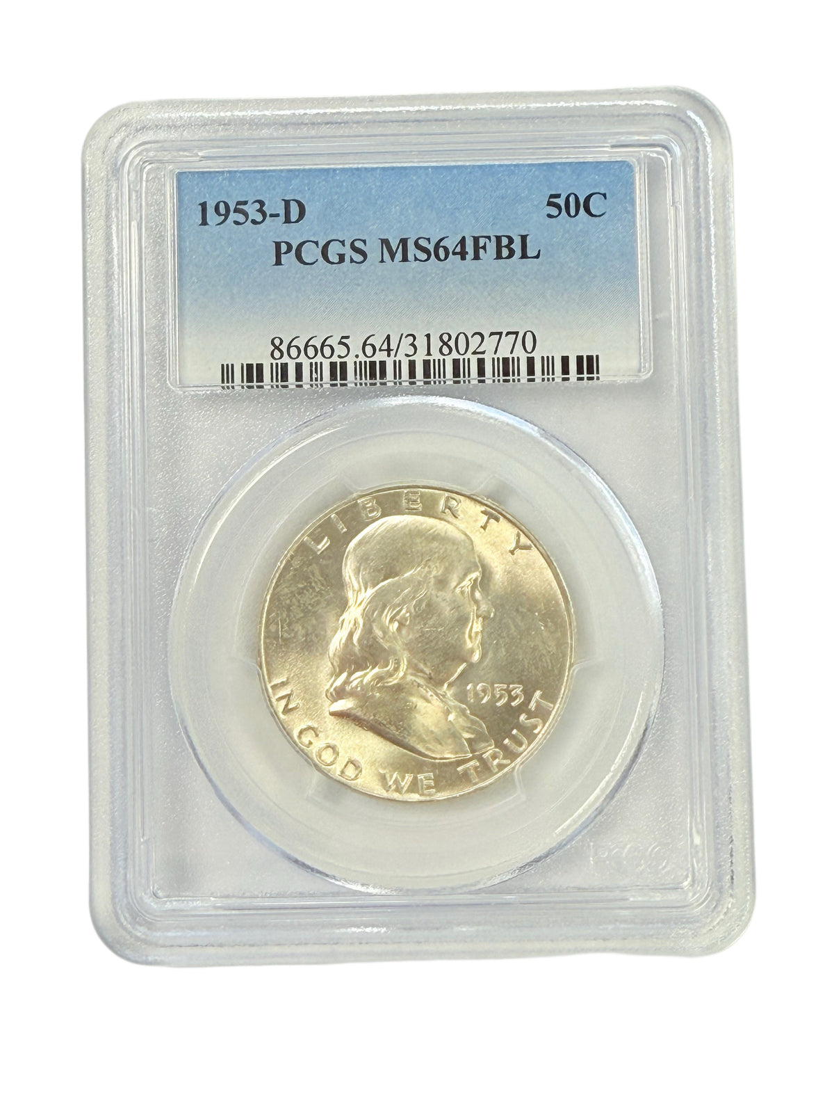 1953-D Franklin Half Dollar PCGS MS64 FBL