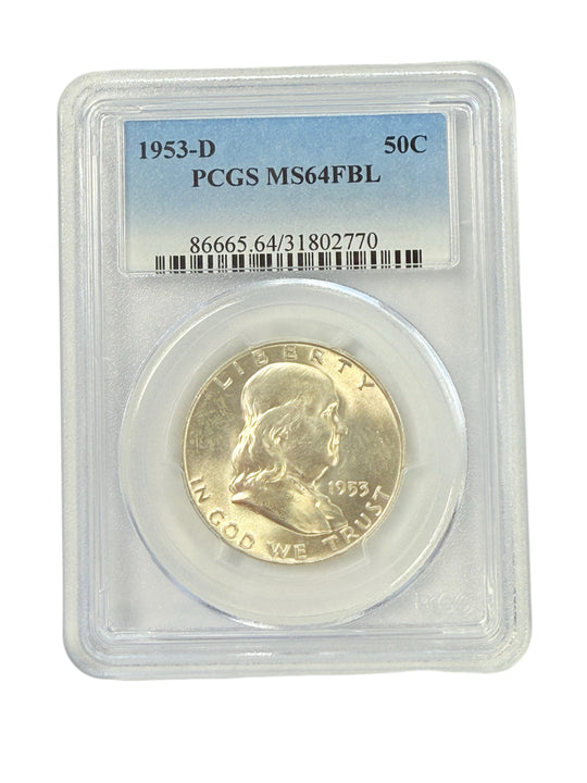 1953-D Franklin Half Dollar PCGS MS64 FBL