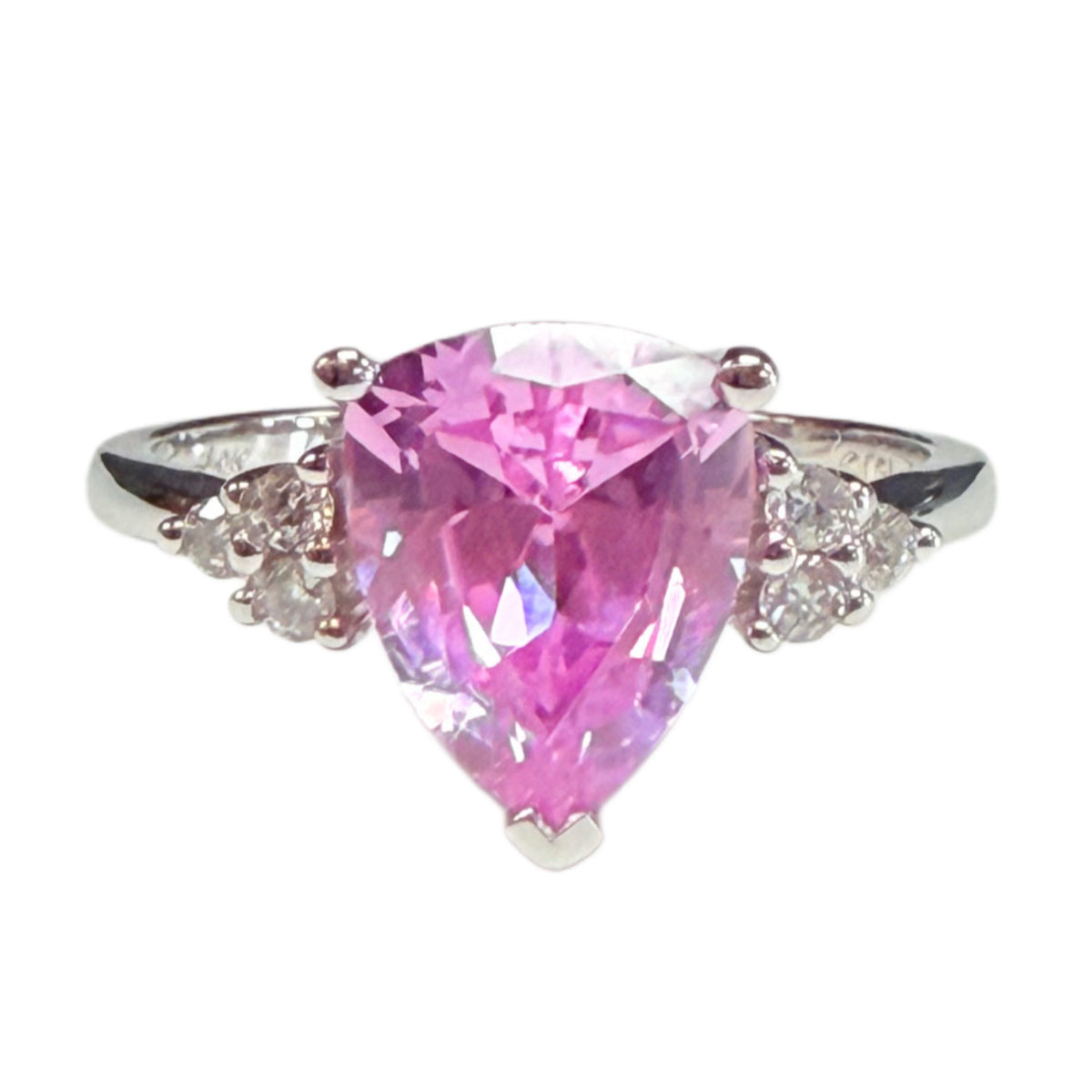 10k White Gold, Pink Tourmaline & Diamond Ring