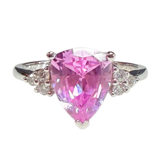 10k White Gold, Pink Tourmaline & Diamond Ring