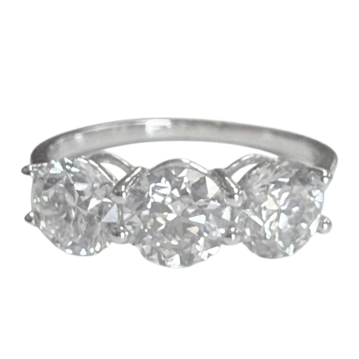 14k White Gold Three Stone Diamond Ring