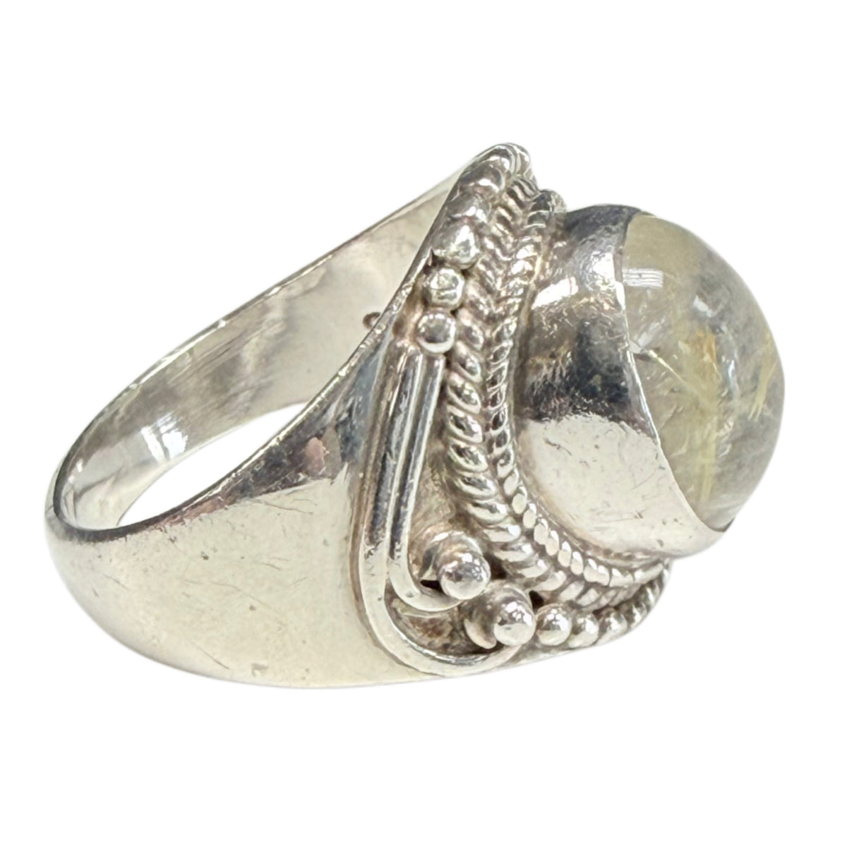 Silver & Golden Rutilated Quartz Ring