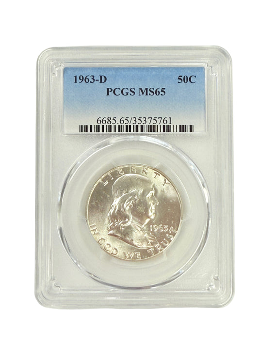1963-D Franklin Half Dollar PCGS MS65