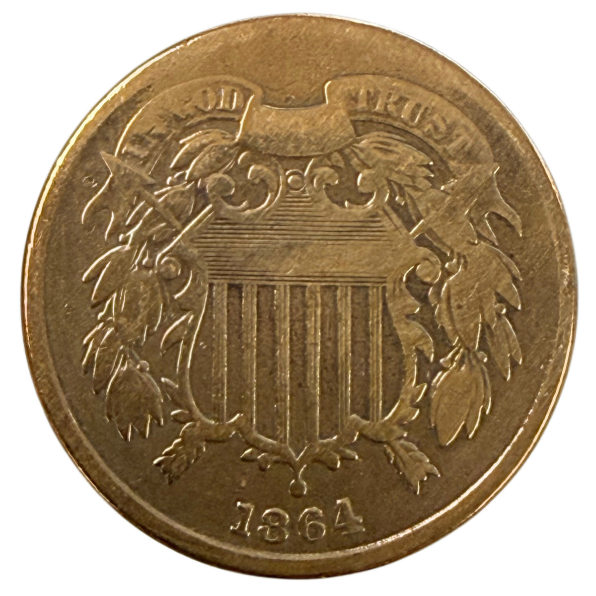 1864 Large Motto Two Cent Piece (Good Details) (Polished)