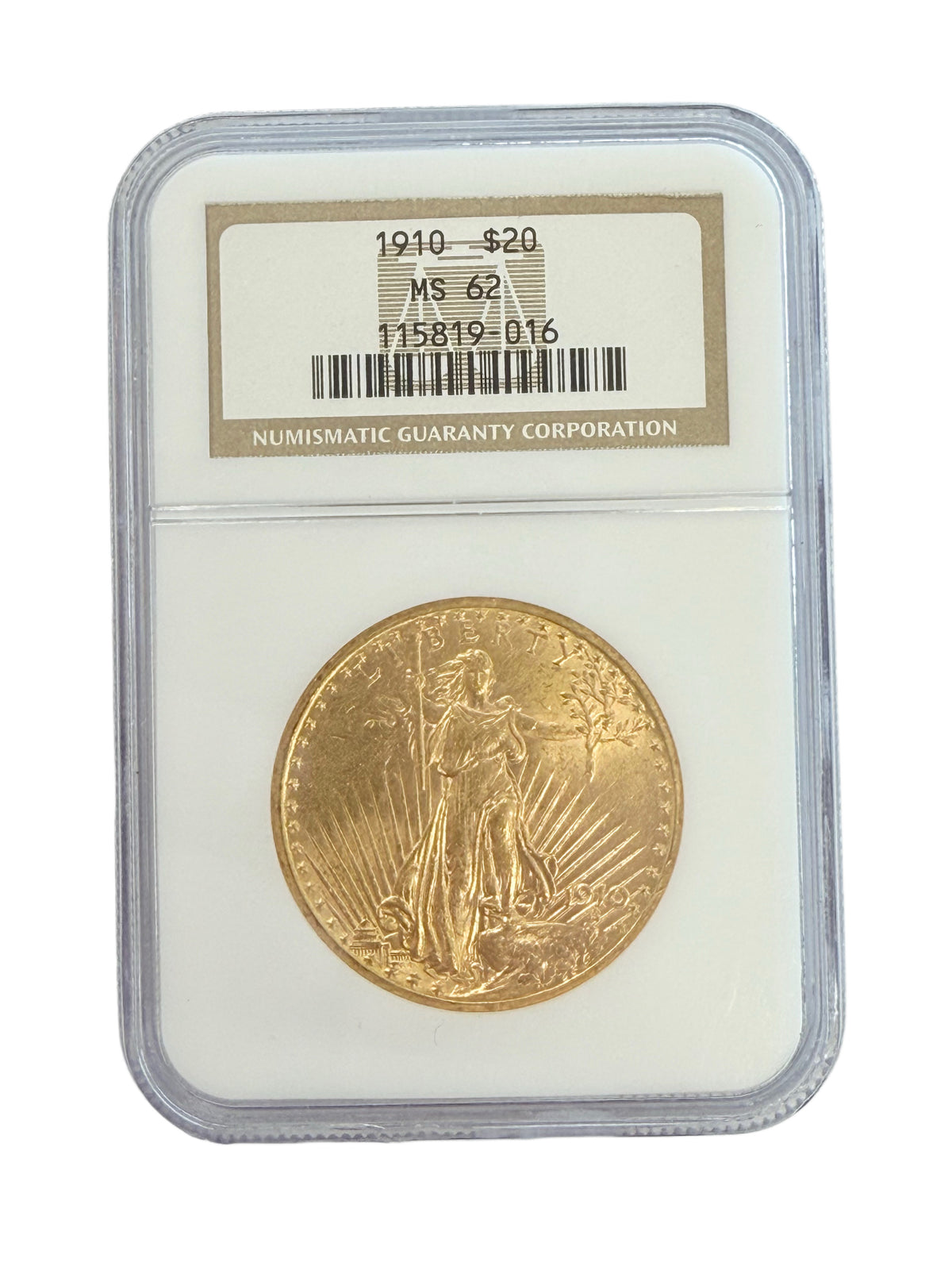 1910 $20 Saint Gaudens Liberty Gold Double Eagle NGC MS62