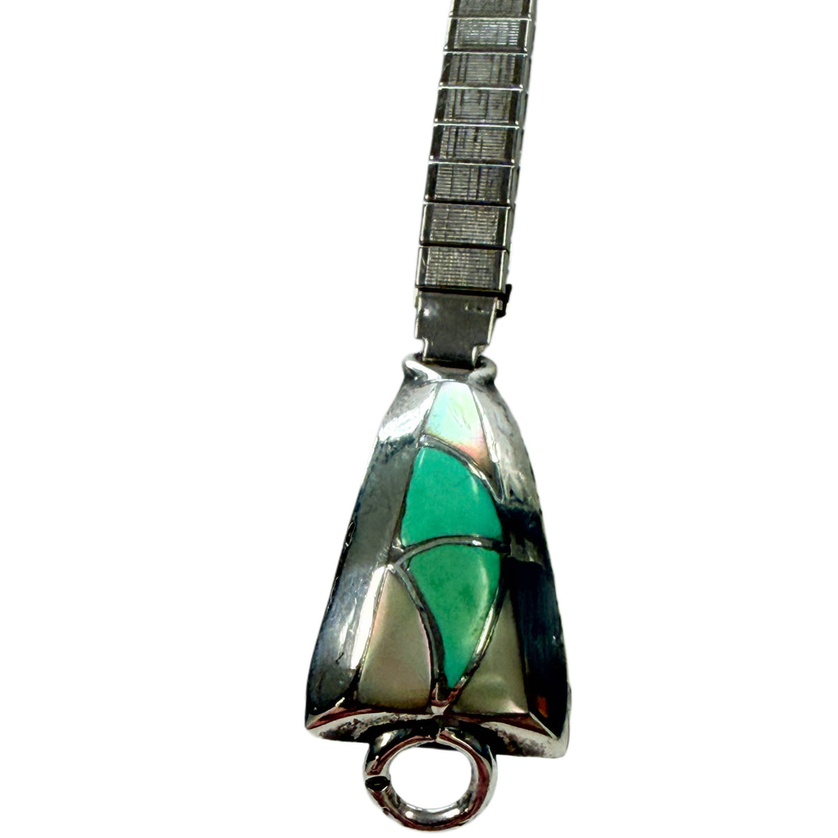 Native American Silver Turquoise & Pearl Watch Tips