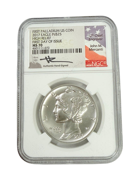 2017 $25 1 oz Palladium Eagle NGC MS70 FDoI