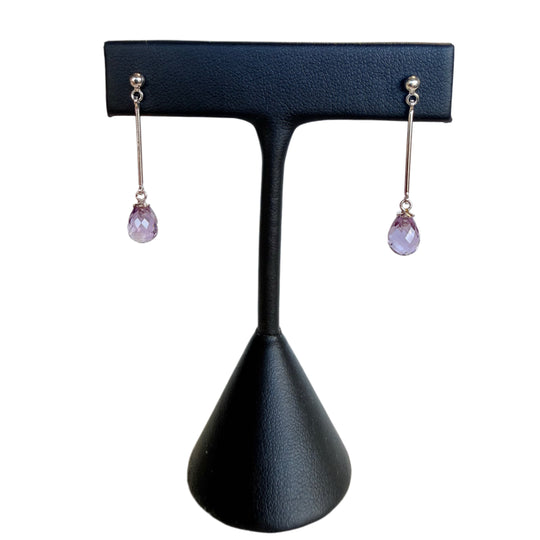 14k White Gold & Amethyst Earrings