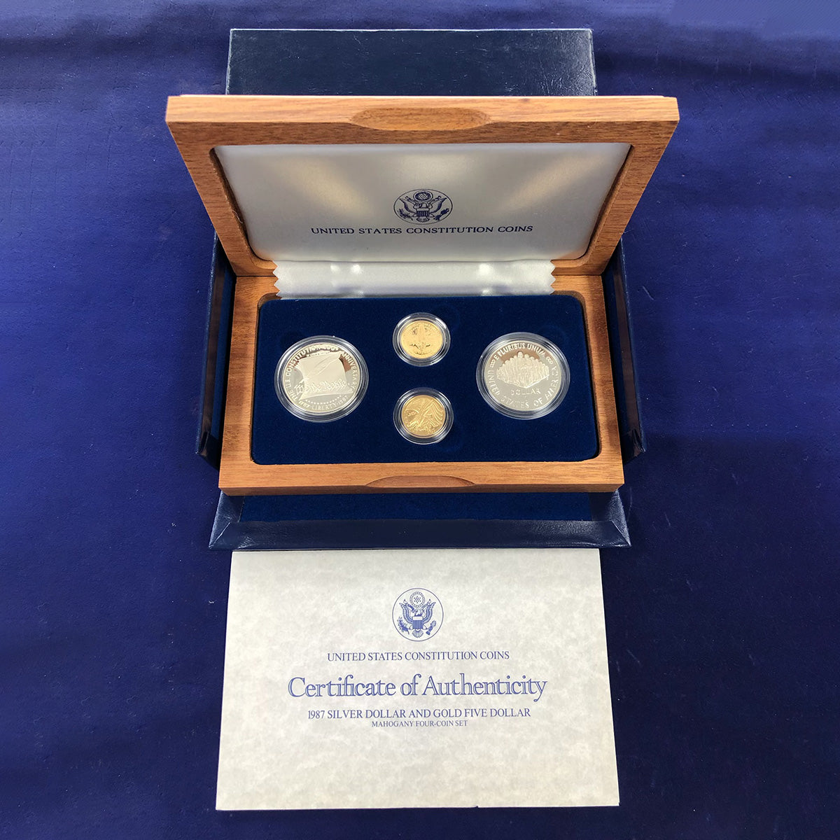 1987 Four Coin Commemorative Constitution Set Proofs (With Box & CoA)