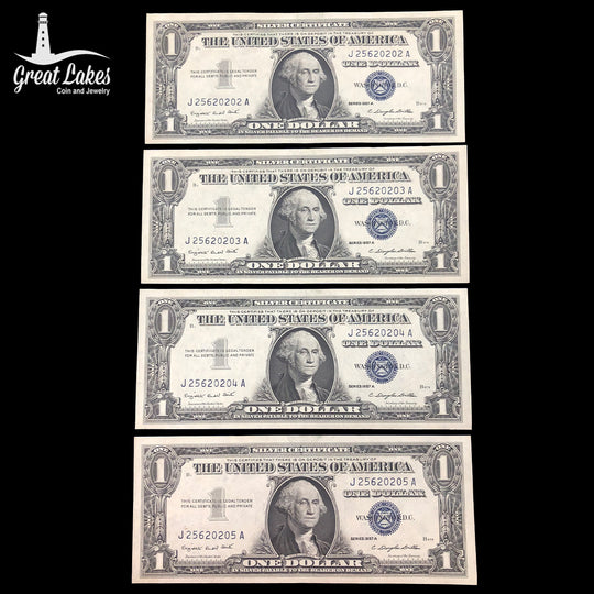4 Consecutive 1957-A $1 Silver Certificate (CU)