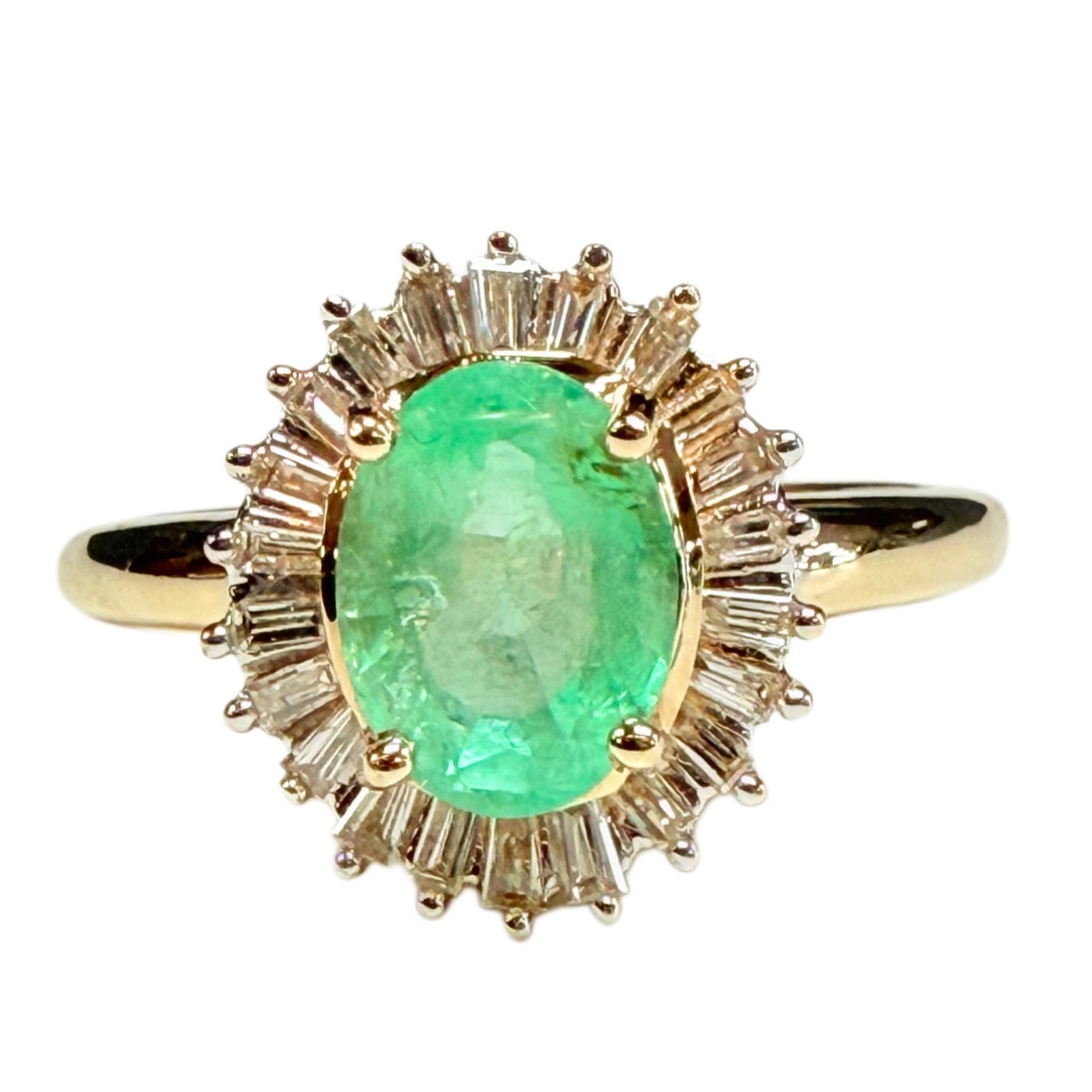 14k Gold Emerald & Diamond Ring