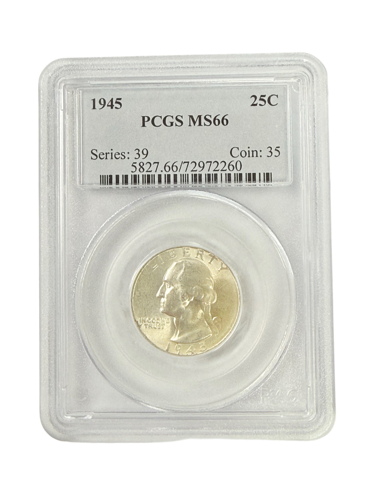 1945 Washington Quarter PCGS MS66
