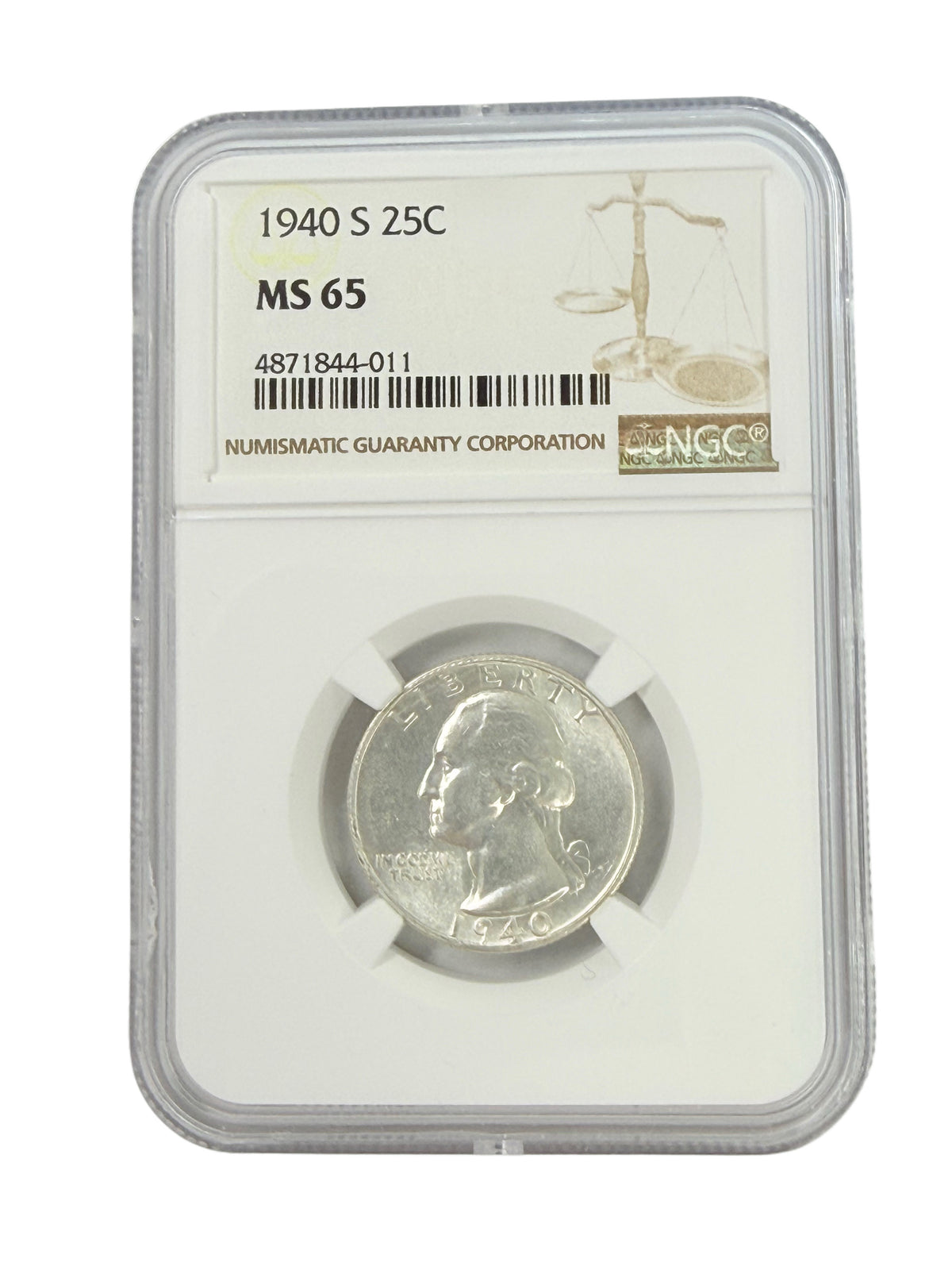 1940-S Washington Quarter NGC MS65