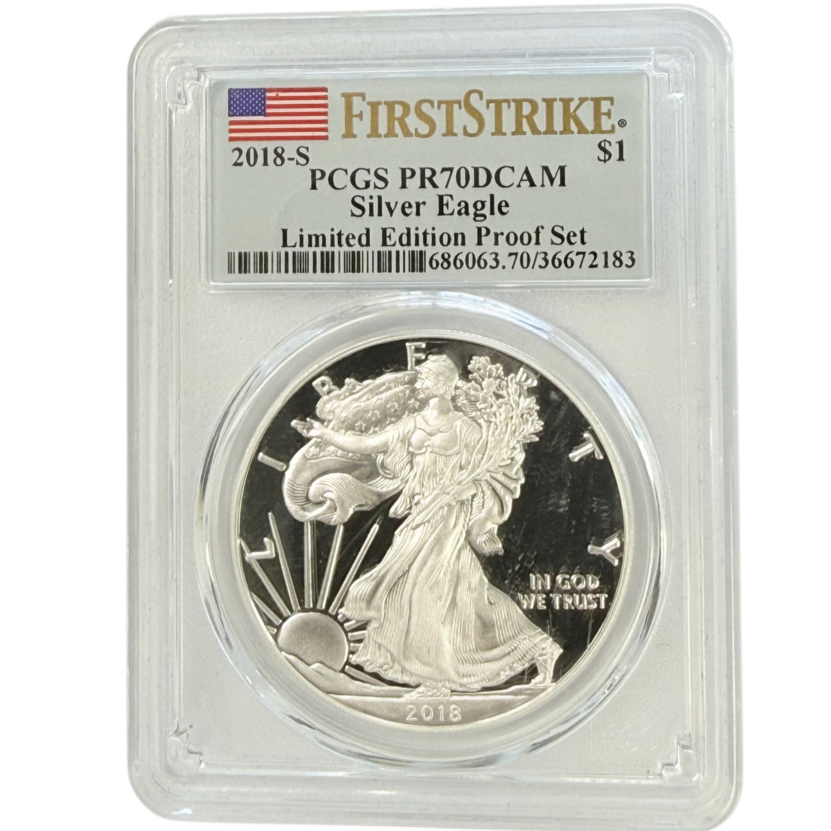 2018-S 1 oz American Silver Eagle PCGS PR70 DCAM FS