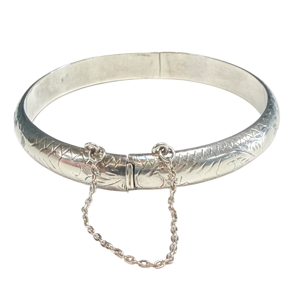 Engraved Silver Bangle