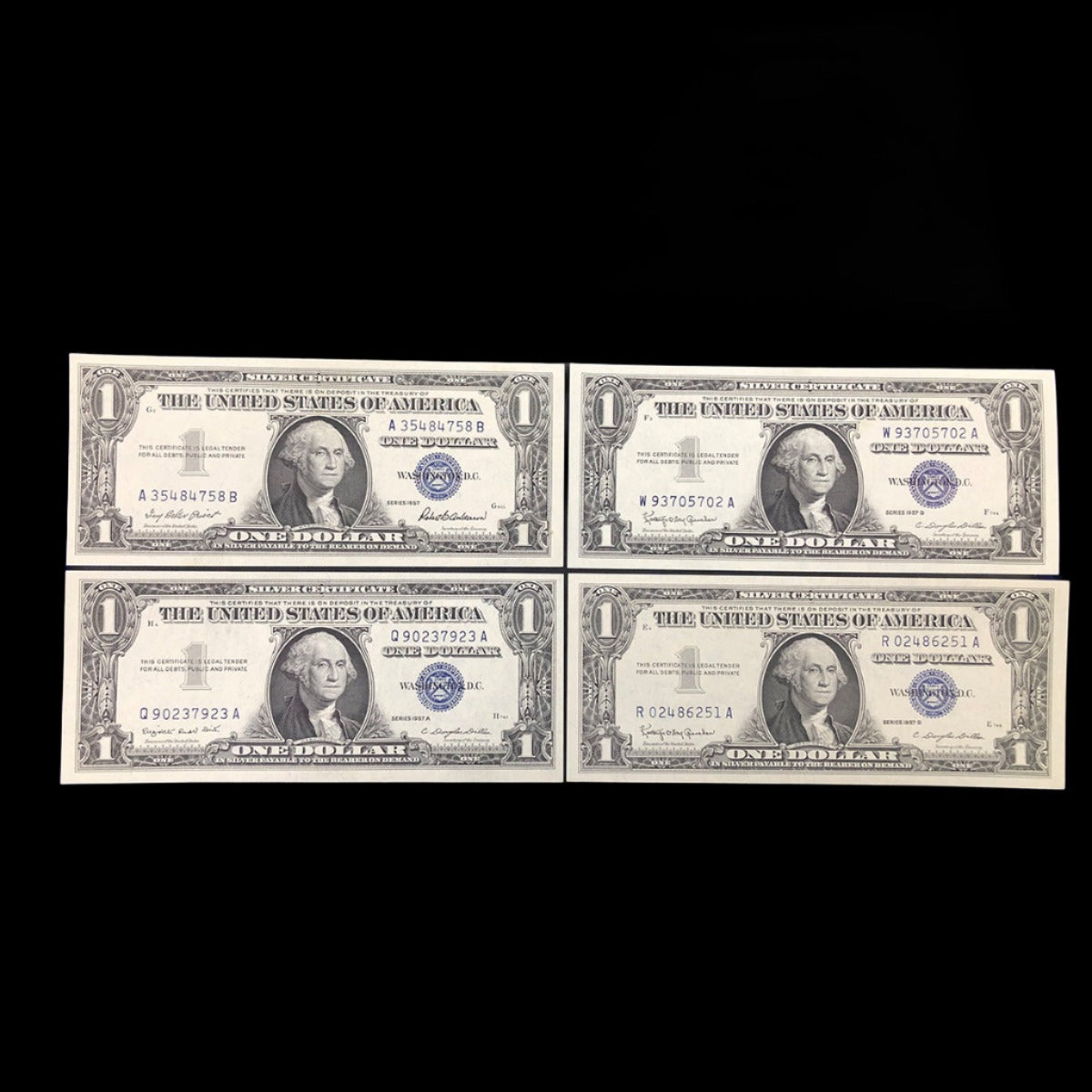 Lot of 4 $1 Silver Certificates (CU)
