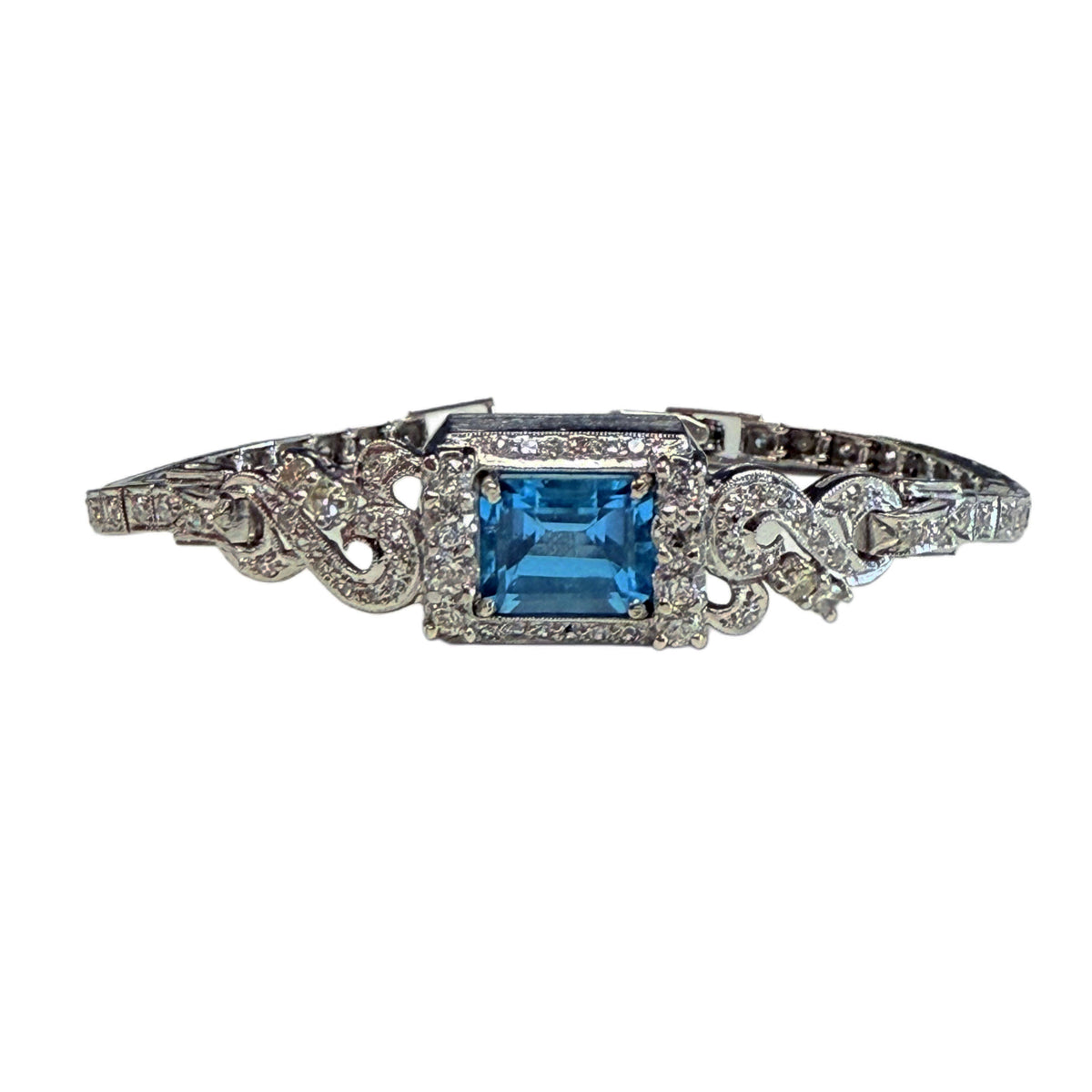 Platinum London Blue Topaz & Diamond Bracelet