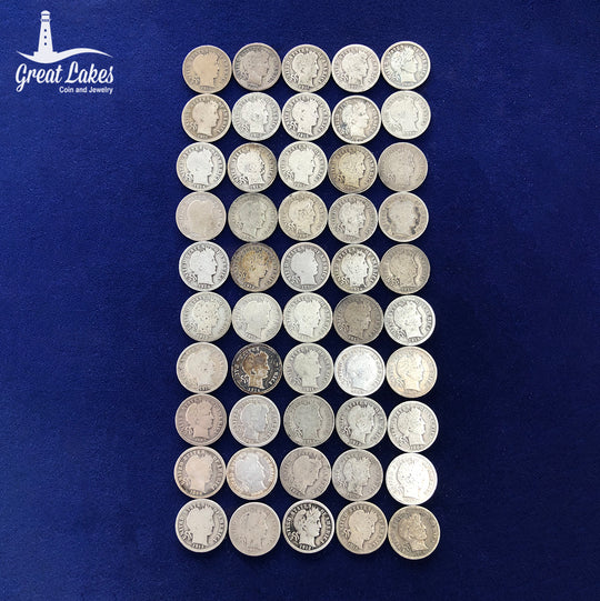 Lot of 50 Good / Better Barber Dimes