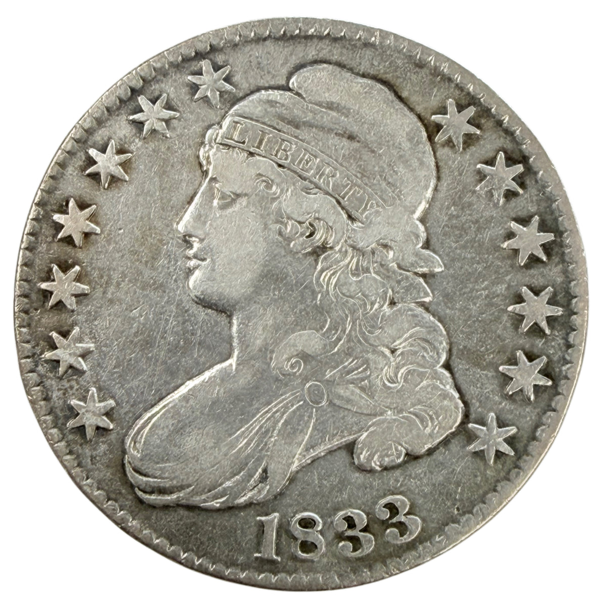 1833 Capped Bust Silver Half Dollar (Fine / Very Fine Details)
