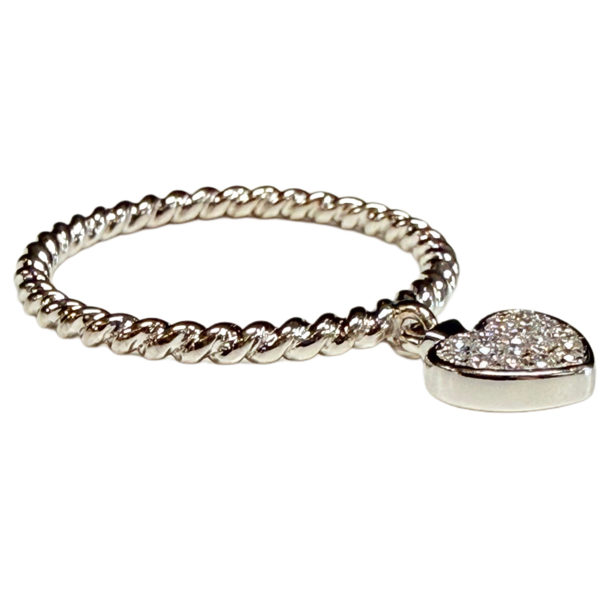 10k White Gold & Diamonds Charm Ring