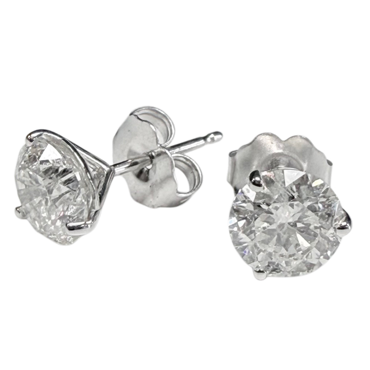 14k White Gold 2.1 Carat Diamond Stud Earrings