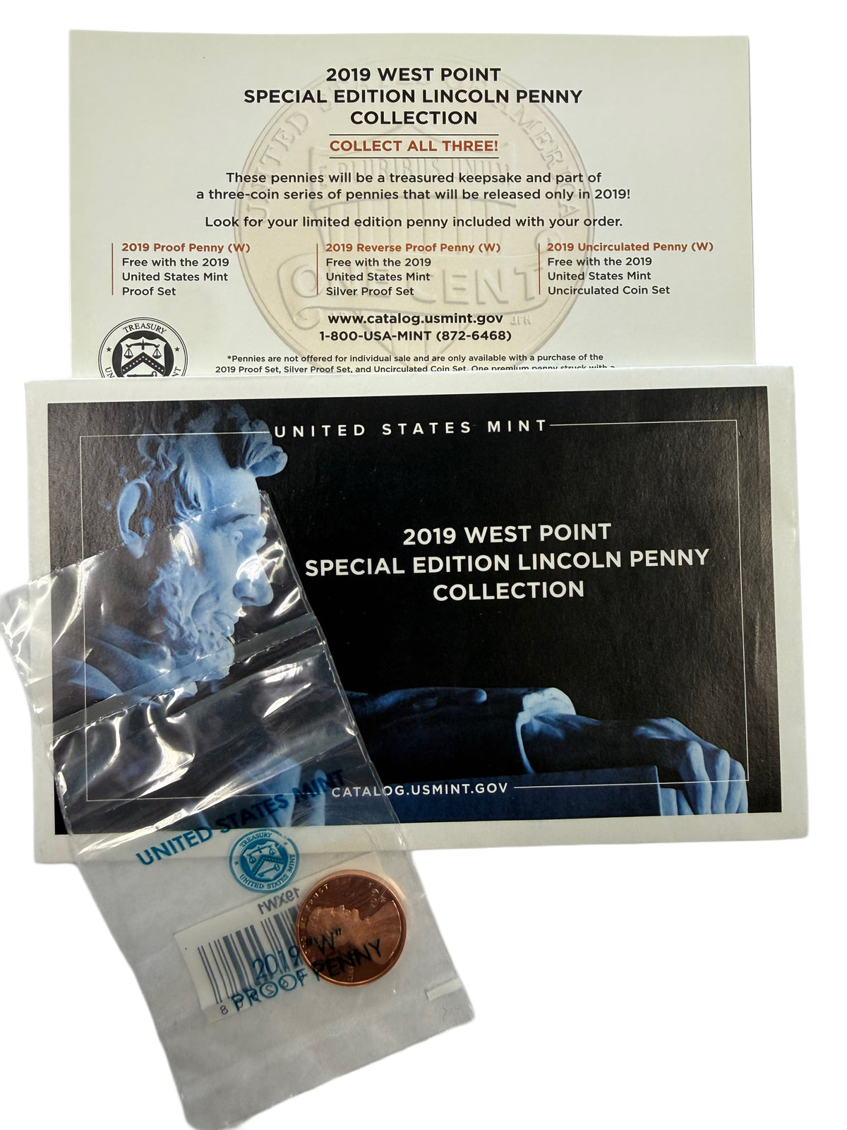 2019-W Reverse Proof Penny West Point Penny (With Envelope)